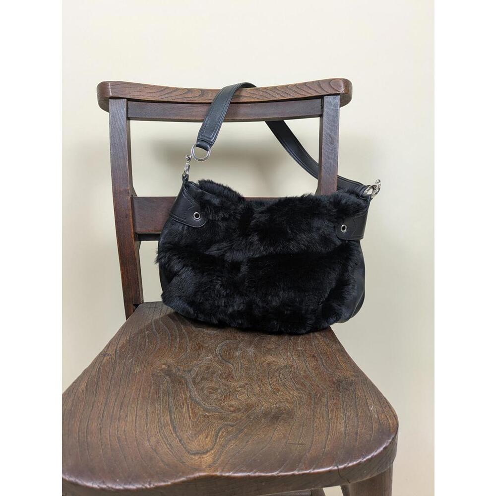 1990's / Y2K DKNY faux fur leather boho bag